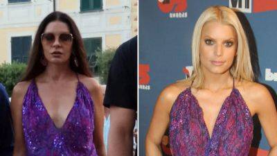 Catherine Zeta-Jones Vacationed in the Same Dress Jessica Simpson Wore to a 2005 Awards Show - www.glamour.com