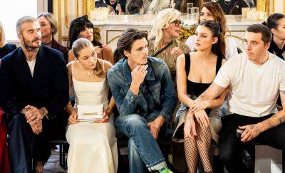 Victoria Beckham's Family, Including Brooklyn Beckham & Nicola Peltz, Sit Front Row at Her Paris Fashion Show - www.justjared.com - Paris