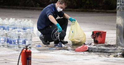 Forensic crime scene cops pictured examining petrol station after man 'sets himself on fire' - www.manchestereveningnews.co.uk - city Manchester, county Park