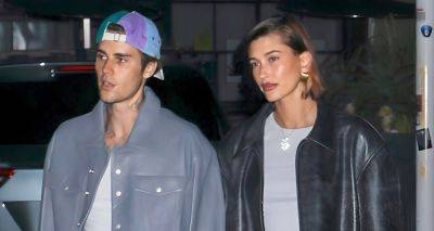 Justin & Hailey Bieber Coordinate in Leather Jackets for Sushi Date in WeHo - www.justjared.com - New York