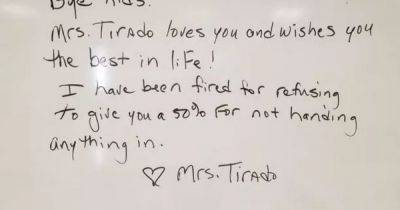 Teacher sacked by school in row over grades leaves pupils cheeky farewell message - www.dailyrecord.co.uk - Florida - Beyond