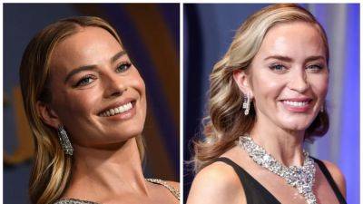 Margot Robbie and Emily Blunt Were Twinning in Embellished Black Evening Gowns - www.glamour.com