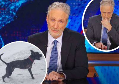Jon Stewart Breaks Down Crying On The Daily Show -- Mourning His Beloved Dog Dipper - perezhilton.com