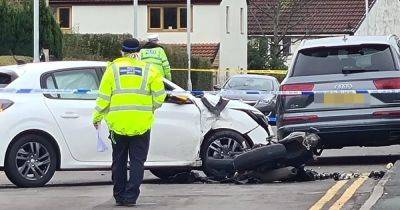 Pictures show dramatic aftermath of crash as motorcyclist left seriously hurt - www.manchestereveningnews.co.uk