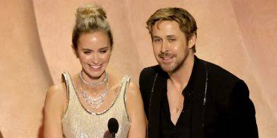 Emily Blunt & Ryan Gosling Engage in Hilarious 'Barbenheimer' Banter Onstage During Oscars 2024 - www.justjared.com - Hollywood