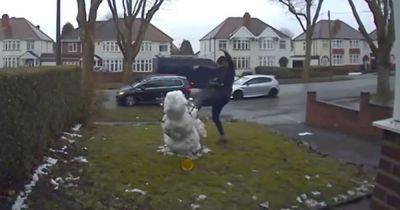 Doorbell camera catches yob destroying snowman in garden leaving children gutted - www.dailyrecord.co.uk - Scotland - Birmingham