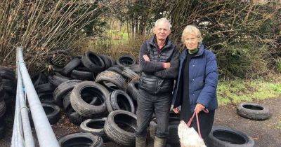 Flytippers dump 80 tyres on pensioner couple's driveway and council won't help move them - www.dailyrecord.co.uk