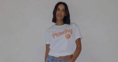Rochelle Humes nails the ‘peach fuzz’ colour of the year with her £18 slogan T-shirt - www.ok.co.uk - Britain