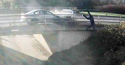 Crash which catapulted motorcyclist off bike and over bridge caught on camera - www.dailyrecord.co.uk - city Milton