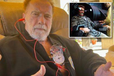 Arnold Schwarzenegger, 76, puts ‘Danger: High Voltage’ dynamite timer on chest after pacemaker fitting - nypost.com - Austria