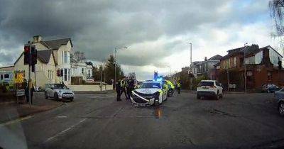 Police car wrecked after horror crash with Mini Cooper on busy Scots street - www.dailyrecord.co.uk - Scotland - city Portland