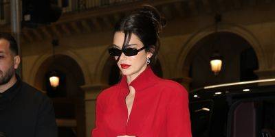 Kendall Jenner Rocks Red Look During Outing in Paris - www.justjared.com - Paris