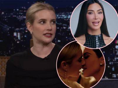 Emma Roberts Reveals What It's Really Like To Kiss Kim Kardashian! SPOILER: It's Messy! - perezhilton.com - USA - county Story